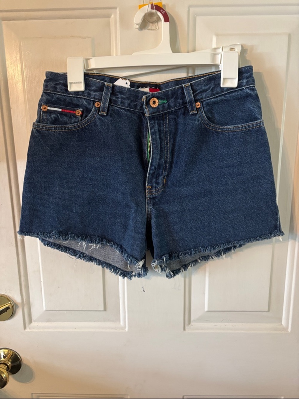 Tommy Hilfiger Dark Blue Frayed Hem Denim Shorts